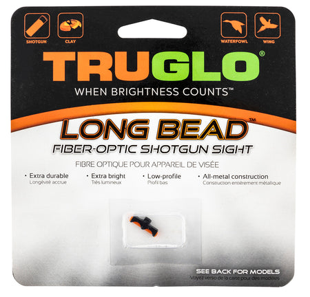 TruGlo TG947ARM Metal Long Bead Universal Shotgun Sight Red Fiber Optic 0.078in Diameter 6-40