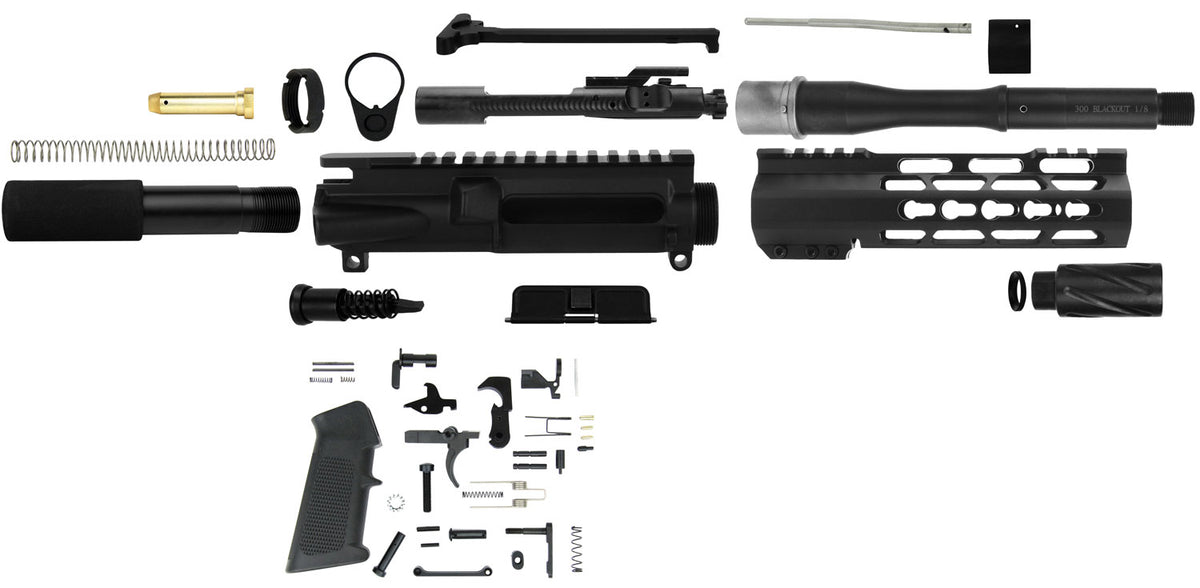 TacFire 300 Blackout AR Pistol Build Kit SSPK300LPK7K 7" KeyMod Free-Float Handguard Black Steel