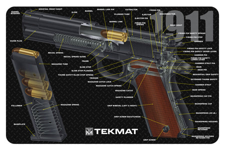 TekMat 11x17 Rubber Gun Mat 1911 3D Cutaway Multi-Color