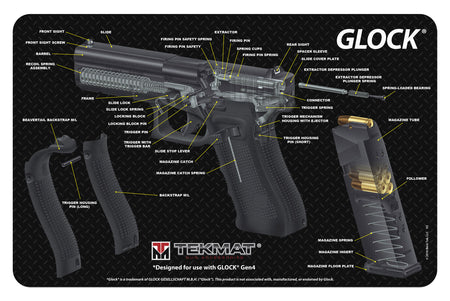 TekMat 11x17 Glock 3D Cutaway Multi-Color Rubber Cleaning Mat