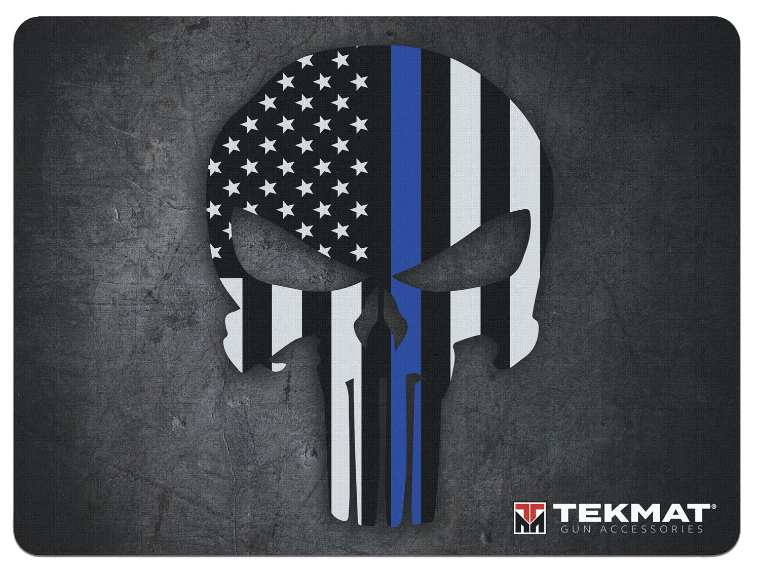 TekMat Ultra 20 Blue Line Punisher Skull Rubber Cleaning Mat Black/White/Blue 15"x20"