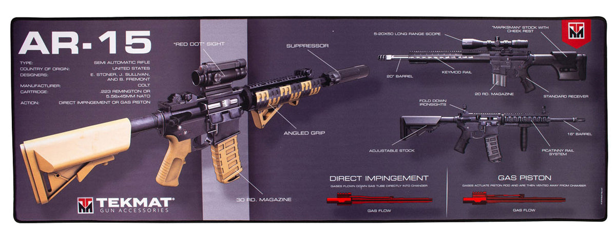 TekMat Ultra 44 AR-15 Weapons Platform Rubber Cleaning Mat Multi-Color 15"x44"