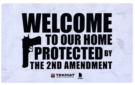 TekMat TEK422AMENDMENT 2nd Amendment Home Door Mat White/Black 42" Vulcanized Rubber Weather Resistant