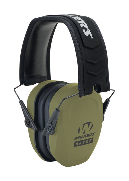 Walker's Razor Slim 27 dB Passive Over-the-Head Muff OD Green and Black