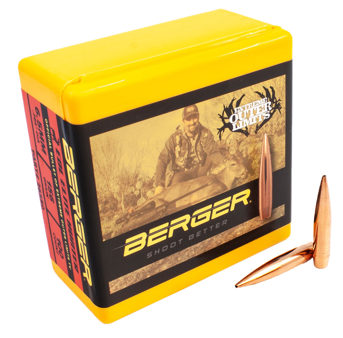 Berger Elite Hunter Outer Limits 6.5mm 156gr Boat Tail Bullets 100/Box