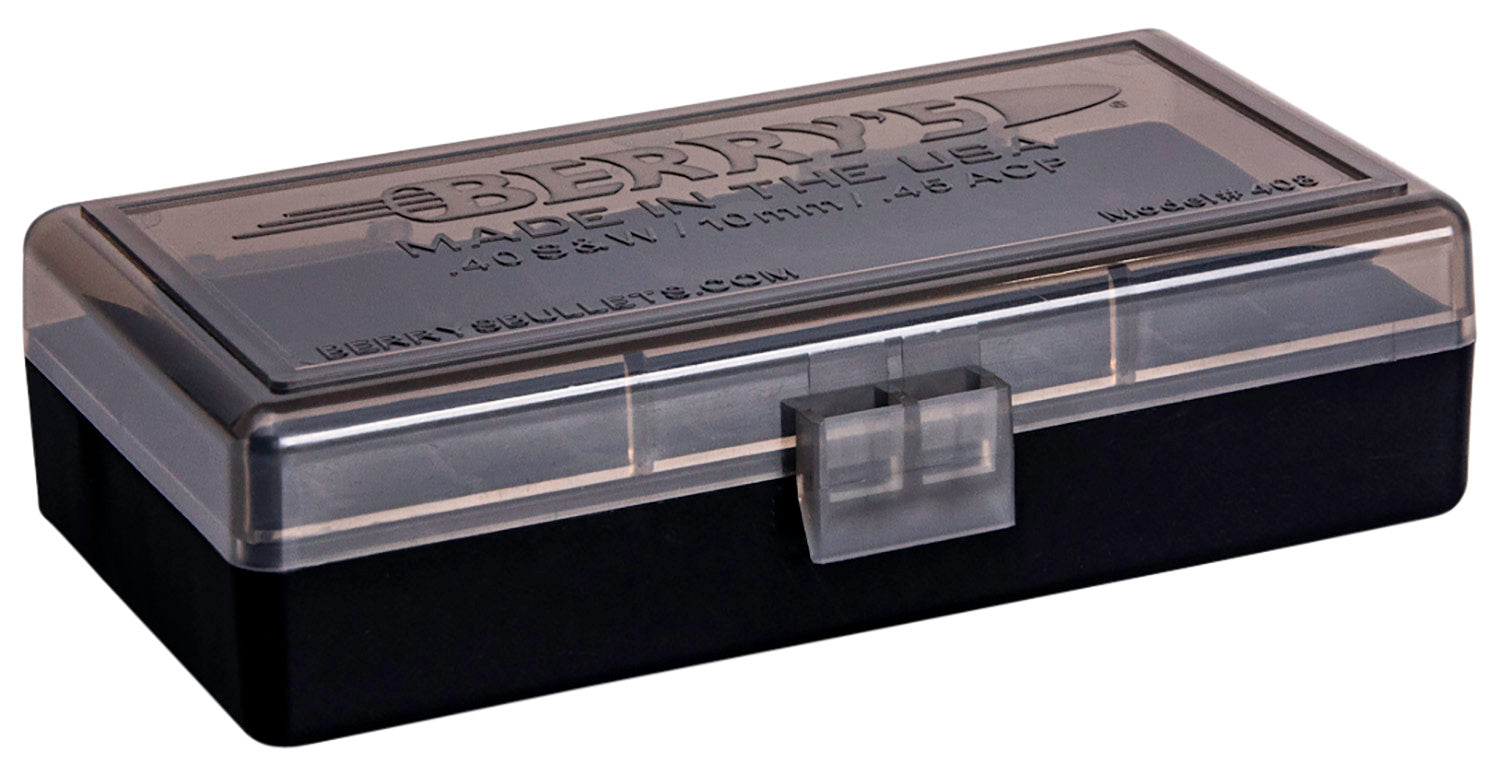 Berry's 13897 50rd 40 S&W/45 ACP Stackable Ammo Box Smoke/Black