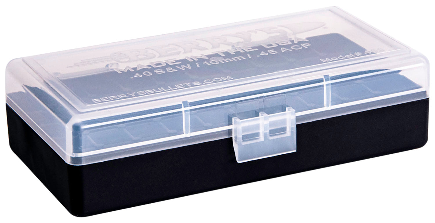 Berry's 67425 50rd 40 S&W/45 ACP Stackable Ammo Box Clear/Black