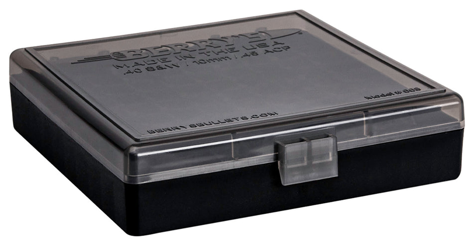 Berry's 92199 Polypropylene Ammo Box 40S&W/45ACP 100rd Smoke and Black