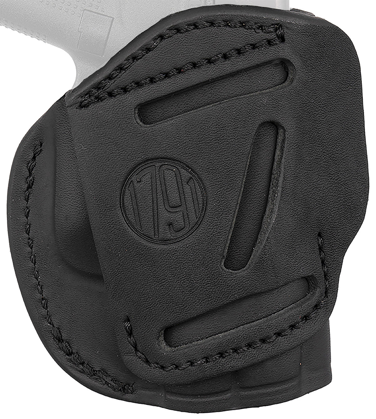 1791 Gunleather 4WH2 Size 02 Stealth Black Leather IWB OWB Clip Holster Compatible with Glock 42 43 Ruger LCP Left Hand