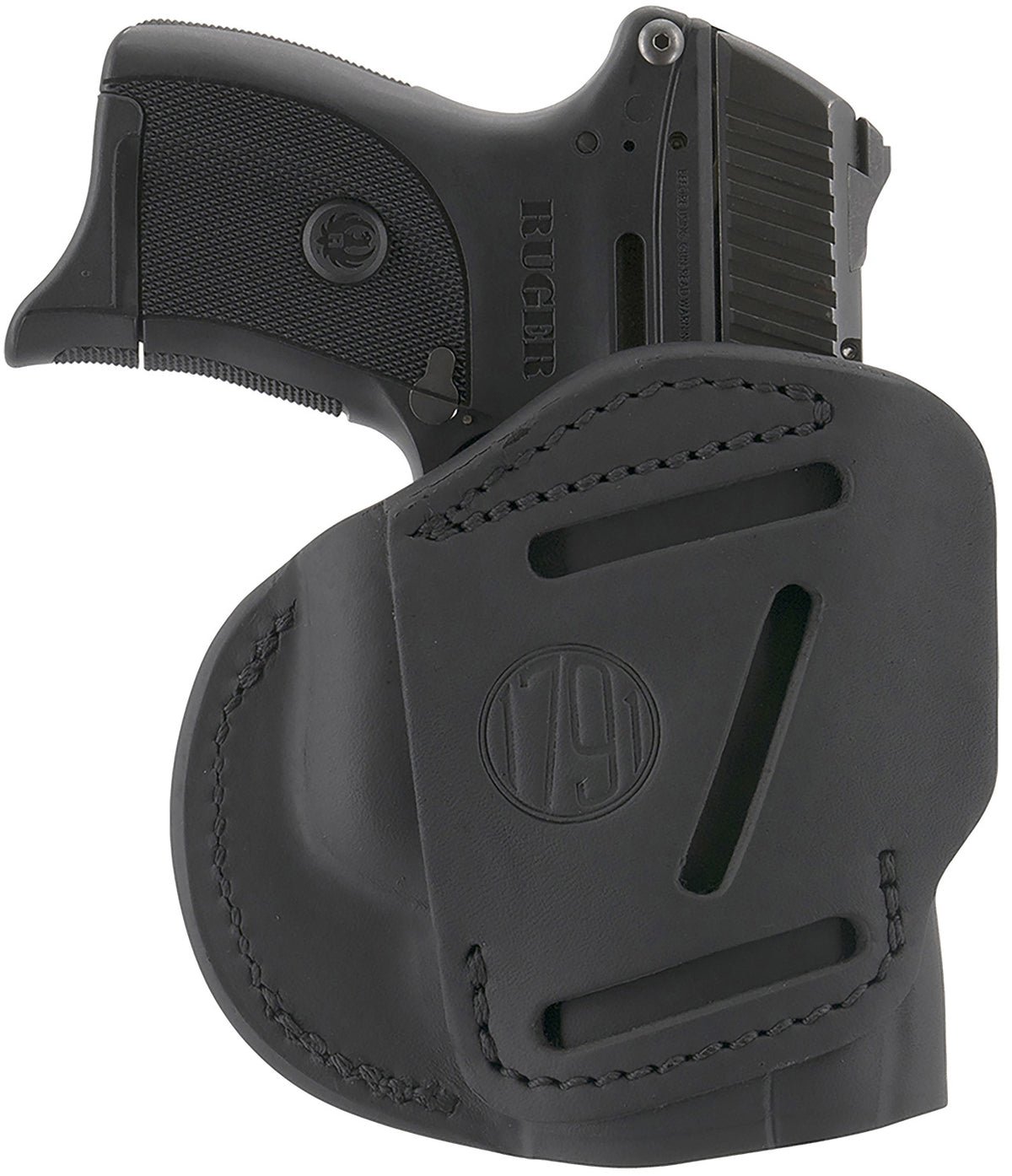 1791 Gunleather 4WH4 Size 04 Stealth Black Leather IWB OWB Clip Holster Compatible with Springfield XD XDS Glock 26 27 Left Hand