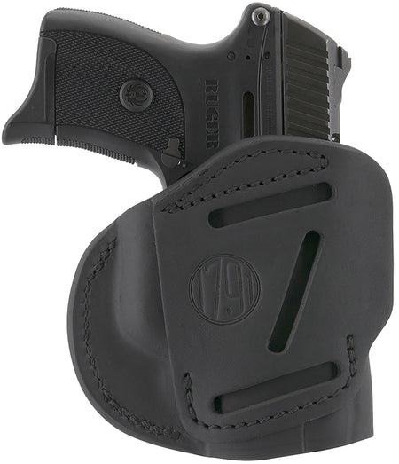 1791 Gunleather 4WH4 Size 04 Stealth Black Leather IWB OWB Clip Holster Compatible with Springfield XD XDS Glock 26 27 Left Hand