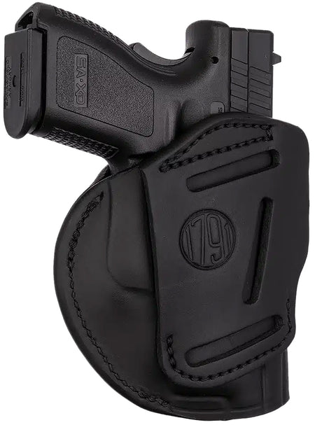 1791 Gunleather 4WH5 Size 05 Stealth Black Leather IWB OWB Clip Holster for Springfield XD S&W M&P Glock 17 Left Hand