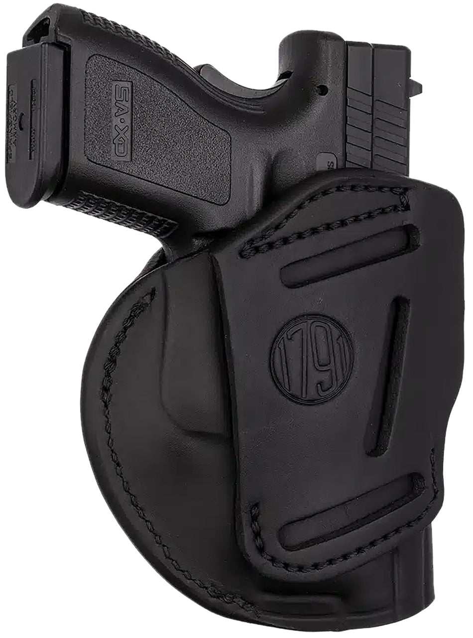 1791 Gunleather 4WH5 Size 05 Stealth Black Leather IWB OWB Clip Holster for Springfield XD S&W M&P Glock 17 Left Hand