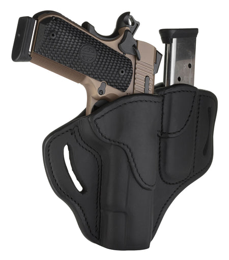 1791 Gunleather BH1M1 Size 01 Stealth Black Leather OWB Belt Slide Combo Holster and Mag Carrier for 1911 4-5 Inch Right Hand