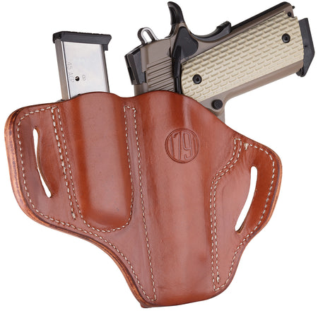 1791 Gunleather BH1M1 Size 01 Classic Brown Leather OWB Belt Slide Combo Holster and Mag Carrier for 1911 4-5 Inch Right Hand