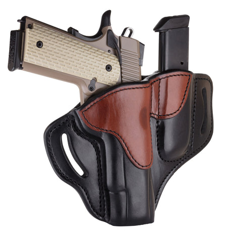 1791 Gunleather BH1M1 Size 01 Black Brown Leather OWB Belt Slide Combo Holster and Mag Carrier for 1911 4-5 Inch Right Hand