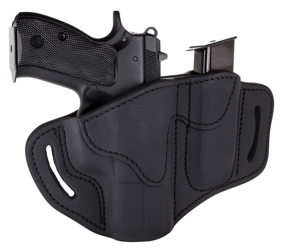 1791 Gunleather BH21M12 Stealth Black Leather OWB Belt Slide Combo Holster and Mag Carrier for Glock 17 Springfield XD S&W Shield Right Hand