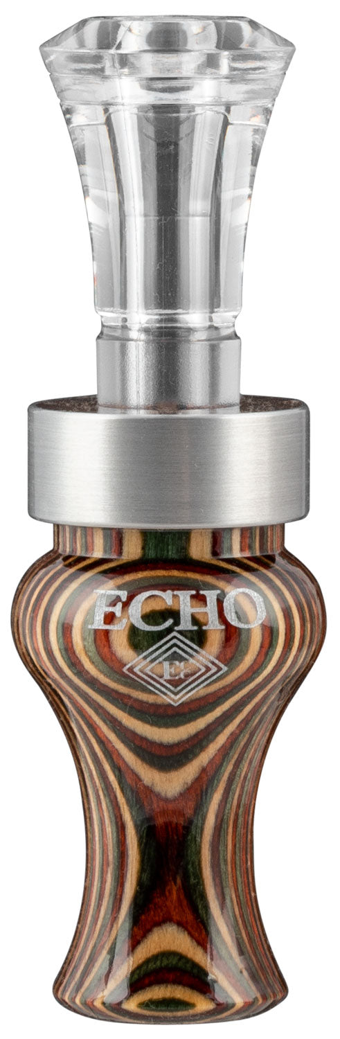 Echo Calls 77754 Poly Timber Double Reed Duck Call Multi-Color DiamondWood Barrel