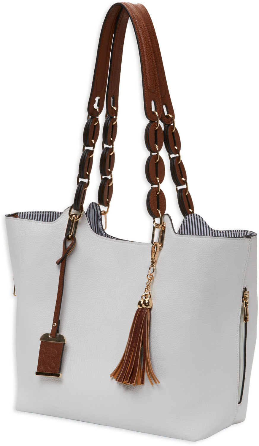 Bulldog BDP055 White Leather Tote Purse with Matching Holster and Accessory Bag for Small Pistols