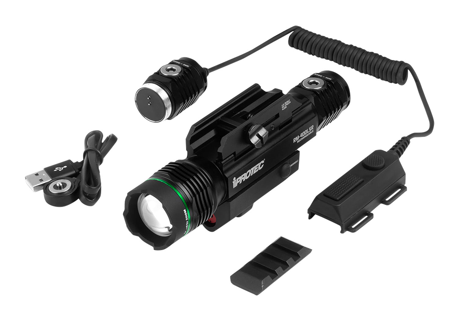 iProtec 6794 RM400LSR 400 Lumen Green Firearm Light with Red Laser Rail-Mount Combo Black Anodized