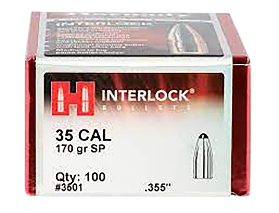 Hornady 3501 InterLock 35 Cal .355 170 gr Spire Point Hunting Bullets 100/Box