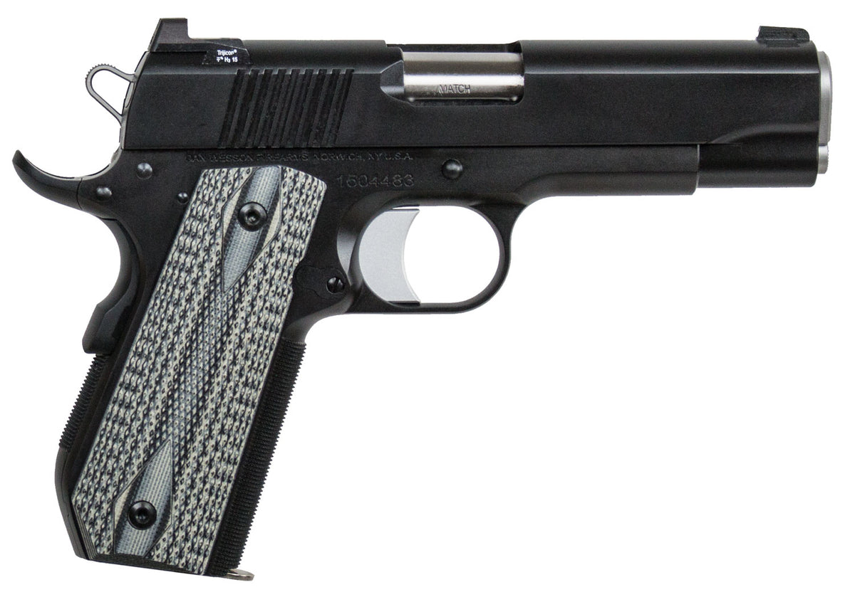 Dan Wesson 01826 V-Bob 45 ACP 8+1 4.25" Stainless Match Grade Barrel, Black Duty Serrated Stainless Steel Slide & Frame w/Beavertail, Black/Gray G10 Grip, Ambidextrous