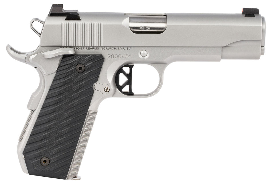 Dan Wesson 01827 V-Bob 45 ACP 8+1 4.25" Match Grade Barrel, Forged Stainless Steel Frame w/Beavertail, Serrated Bead Blasted Stainless Steel Slide, Black G10 Grip