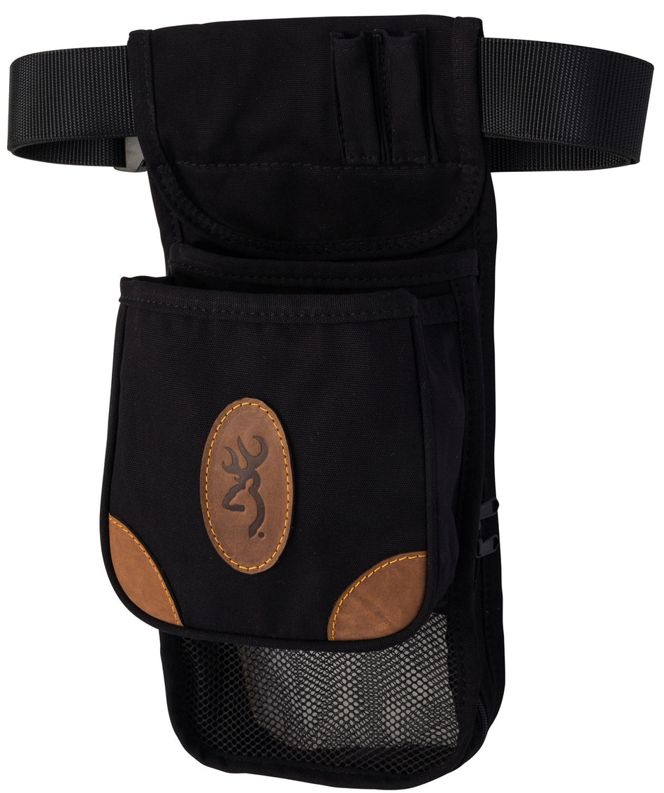 Browning Lona Deluxe Shell Pouch Black/Brown with Zippered Side and Adjustable Nylon Belt