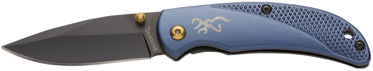 Browning 3220341 Prism 3 EDC Folder 2.38" 7Cr17MoV Black Oxide Blade Navy Anodized Handle Pocket Clip