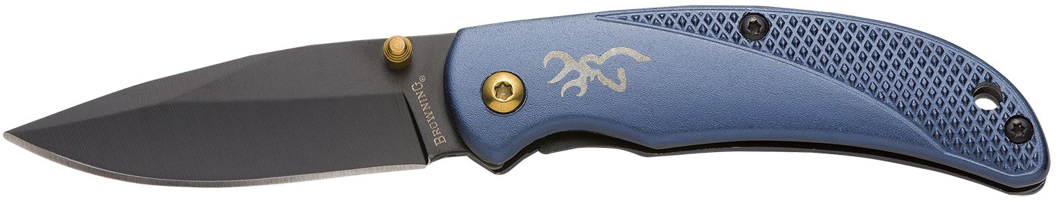 Browning 3220341 Prism 3 EDC Folder 2.38" 7Cr17MoV Black Oxide Blade Navy Anodized Handle Pocket Clip