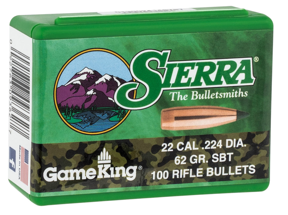 Sierra 9362 GameKing 62gr Spitzer Boat Tail Bullets 100/Box
