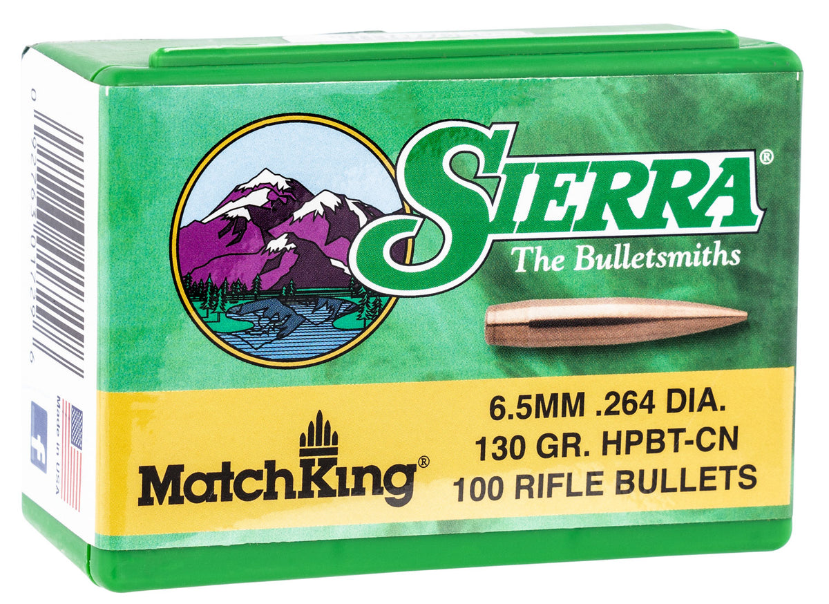 Sierra 1729 MatchKing 6.5 Creedmoor 130gr HPBT Bullets 100/Box