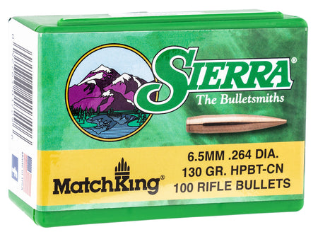 Sierra 1729 MatchKing 6.5 Creedmoor 130gr HPBT Bullets 100/Box