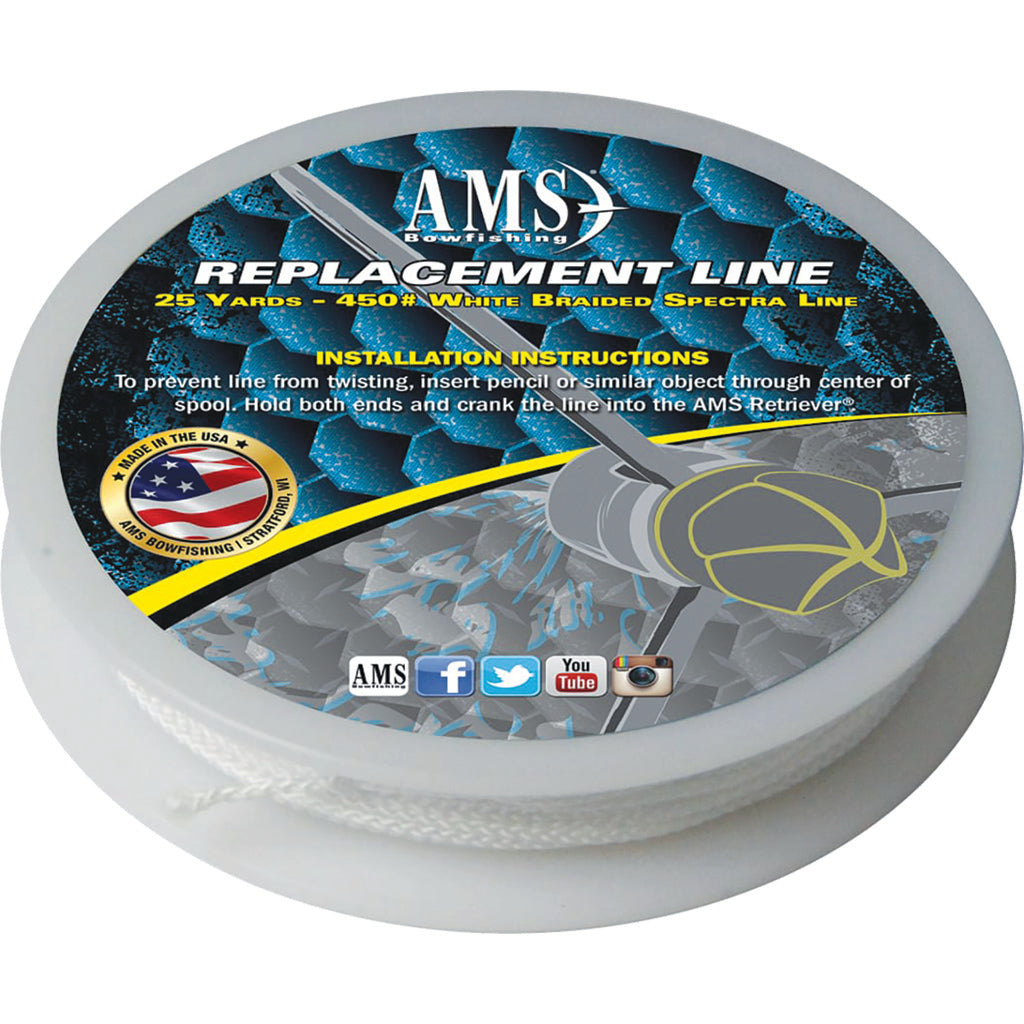 AMS Spectra White Bowfishing Line 25 Yard 450 lb.