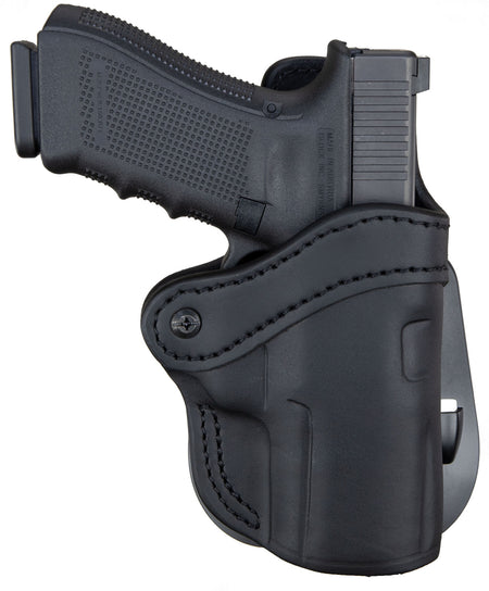 1791 Gunleather BH2.4S Optic Ready Stealth Black Leather OWB Paddle Holster, Size 2.4S, Compatible with FN 509 and HK VP9SK