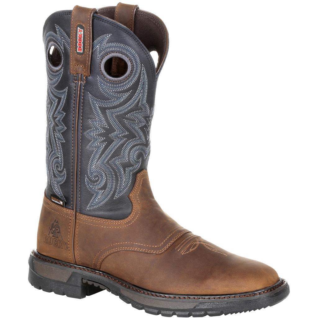 Rocky Ride FLX Waterproof Leather Boot Buck Skin & Blue Size 13