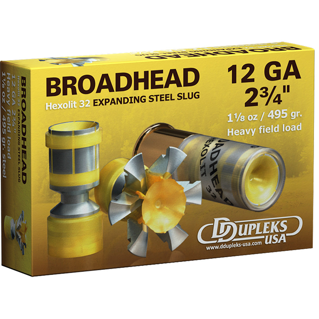 DDupleks Broadhead Hexolit 32 Shotgun Ammo 12 Gauge 2.75 in 1-1/8 oz Slug
