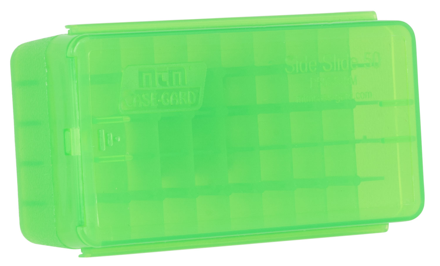 MTM Case-Gard Multi-Caliber Side-Slide Handgun Ammo Box Clear Green Poly 50rd