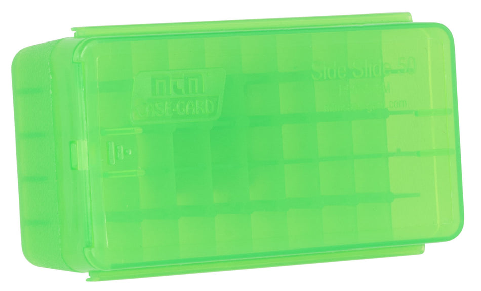 MTM Case-Gard Multi-Caliber Side-Slide Handgun Ammo Box Clear Green Poly 50rd