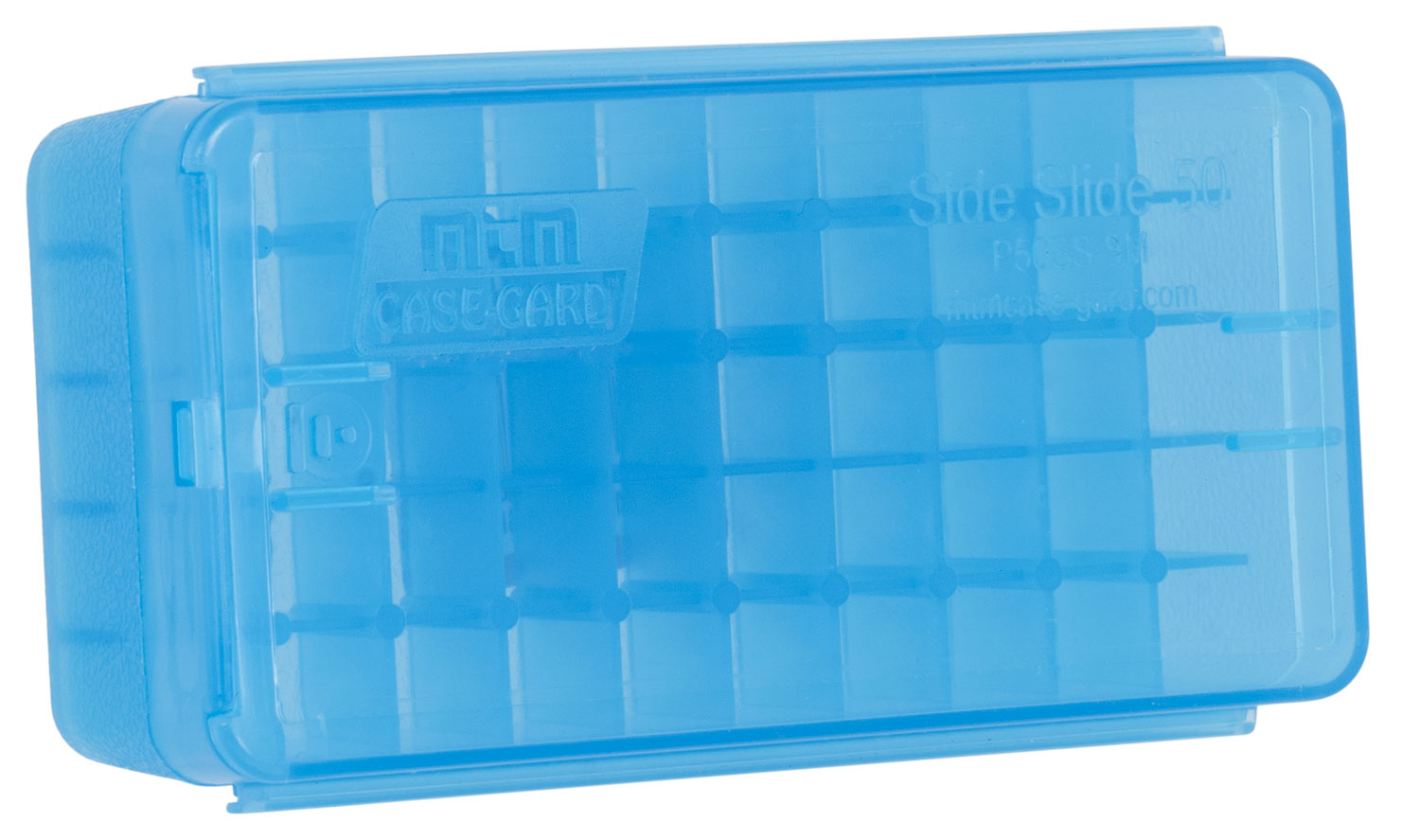 MTM Case-Gard Multi-Caliber Side-Slide Handgun Ammo Box Clear Blue Poly 50rd