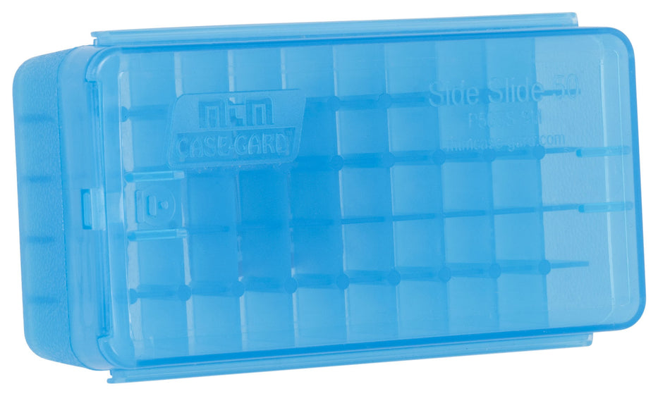 MTM Case-Gard Multi-Caliber Side-Slide Handgun Ammo Box Clear Blue Poly 50rd