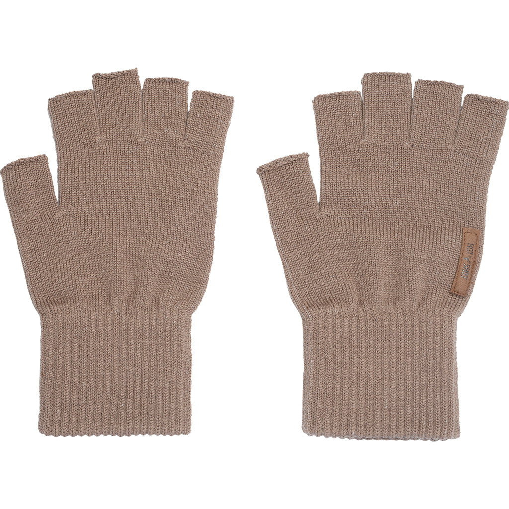 Hot Shot Brown Merino Wool Fingerless Hunting Gloves Ribbed Cuff