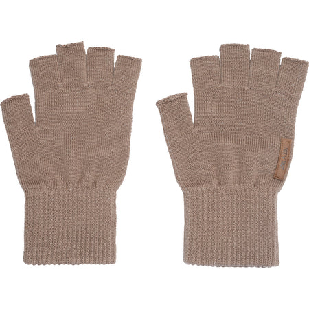 Hot Shot Brown Merino Wool Fingerless Hunting Gloves Ribbed Cuff