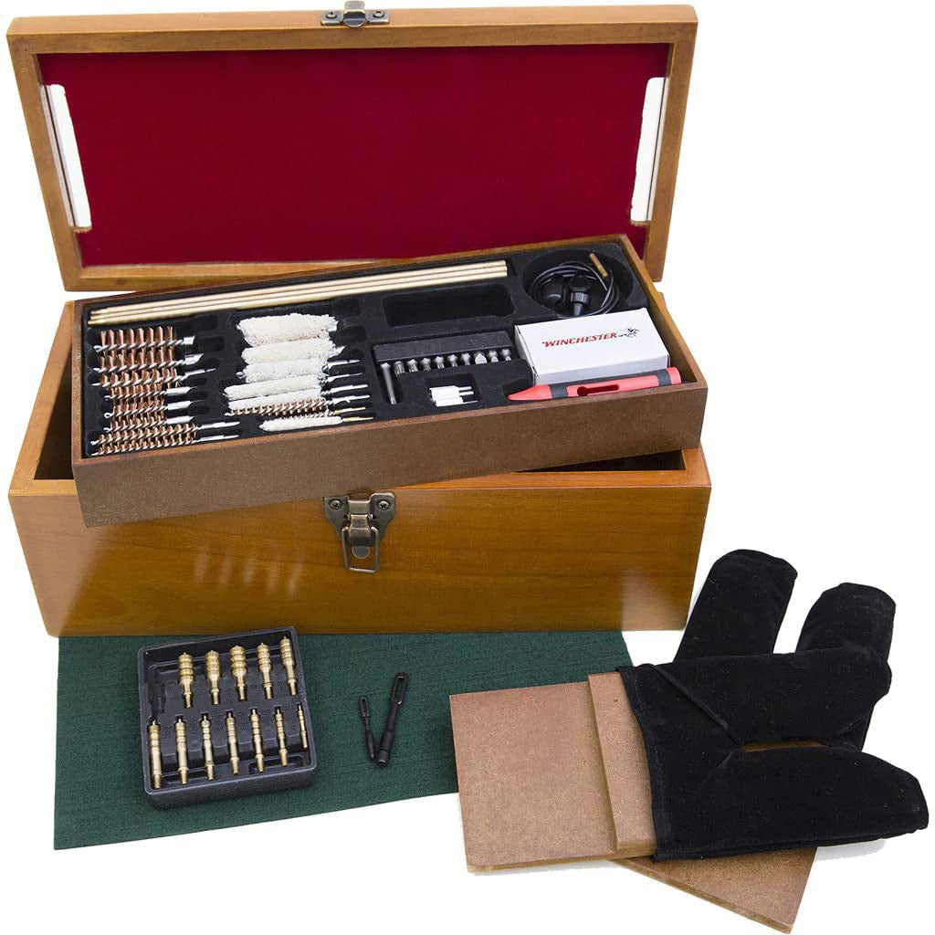 Gunmaster Wooden Gun Cleaning Station, 50-Piece Kit