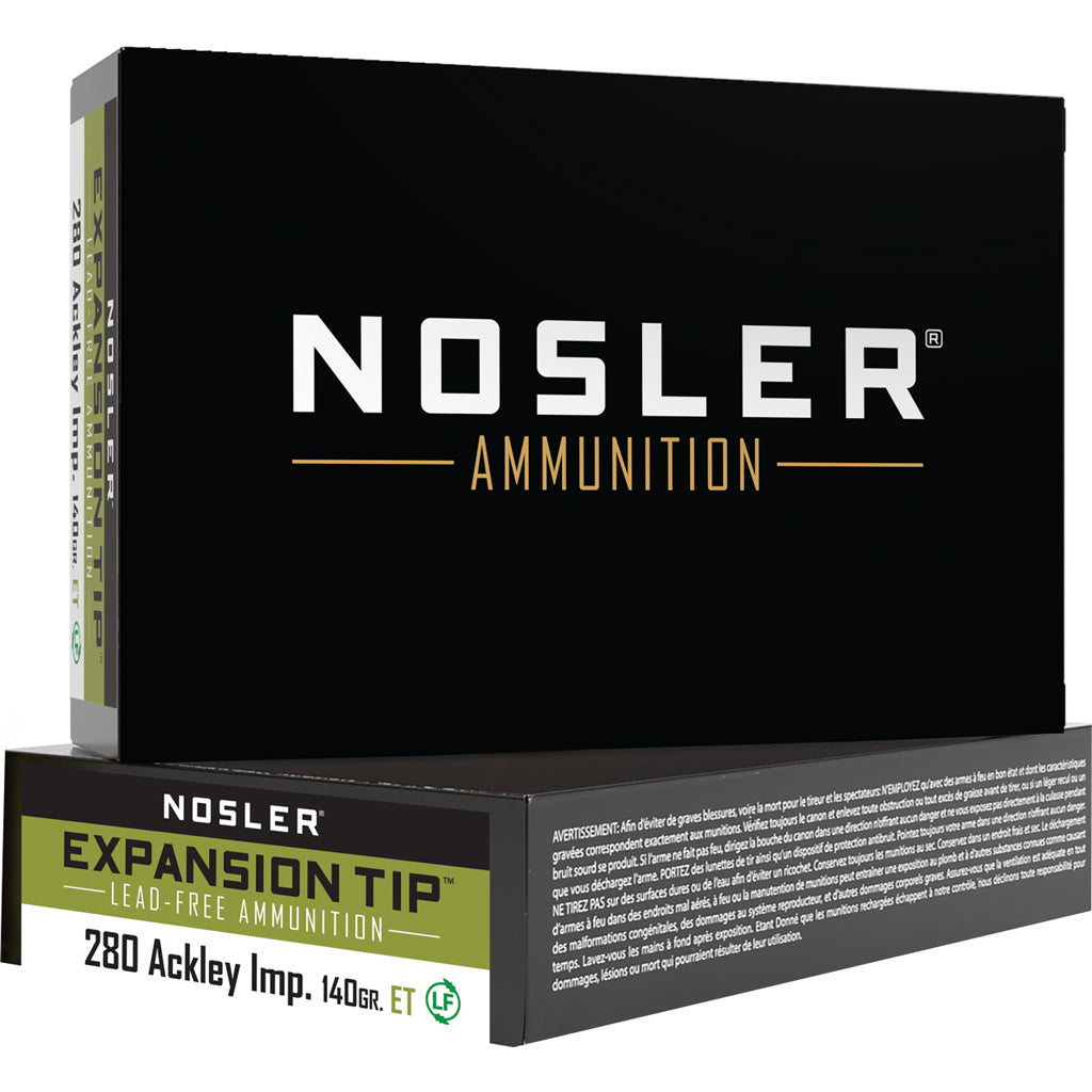 Nosler Expansion Tip E-Tip Lead-Free 140 Grain .280 Ackley 3200 fps