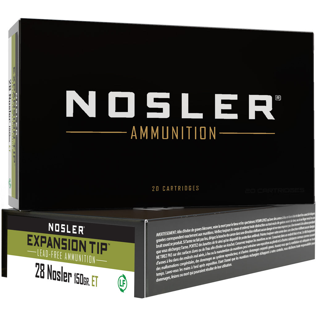 Nosler Expansion Tip E-Tip Lead-Free 150 Grain .28 Nosler 3250 fps
