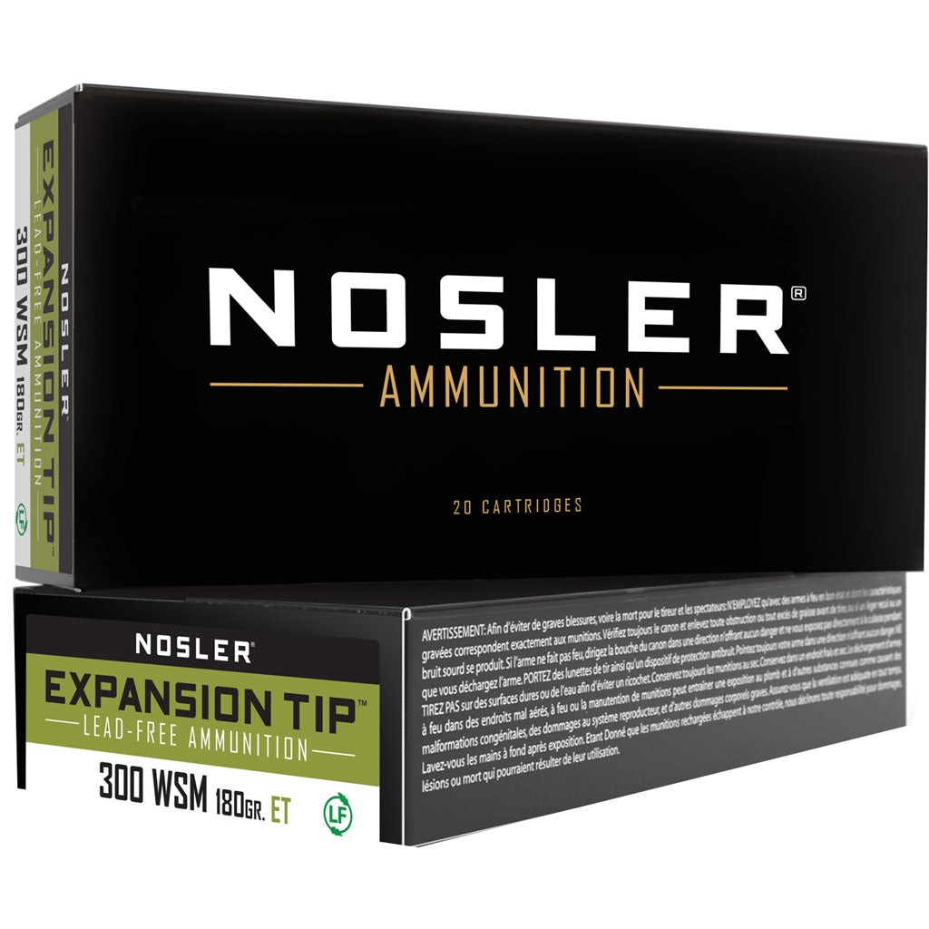 Nosler Expansion Tip SP .300 WSM 180 grain E-Tip Lead-Free ammunition
