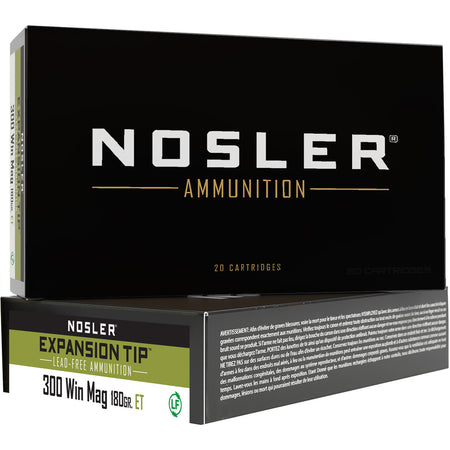 Nosler Expansion Tip .300 Winchester Mag 180 grain E-Tip Lead-Free ammunition