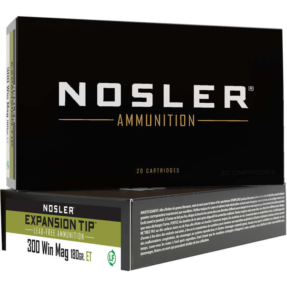 Nosler Expansion Tip .300 Winchester Mag 180 grain E-Tip Lead-Free ammunition