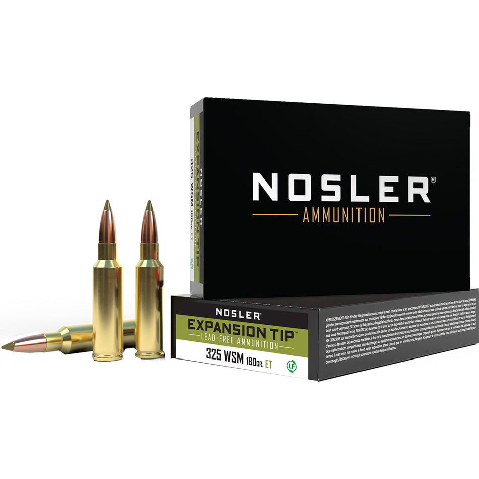 Nosler Expansion Tip .325 WSM 180 grain E-Tip Lead-Free ammunition